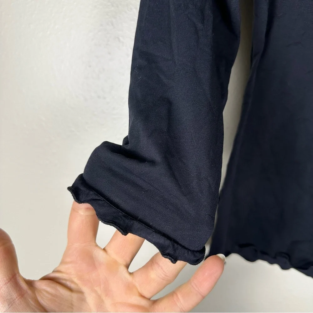 EMPORIO ARMANI Black Long Sleeve Lettuce Edge Jumper Top - Picture 3 of 7